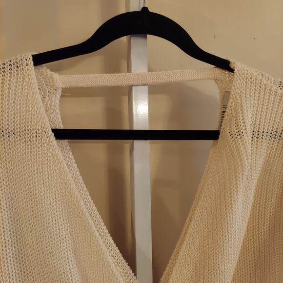 Forever 21 Double V-Neck Sweater Medium Ivory Ballet Core Coquette Minimalist - Picture 3 of 7